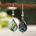 Silver Teardrop Abalone Shell Iridescent Drop Earrings view 2