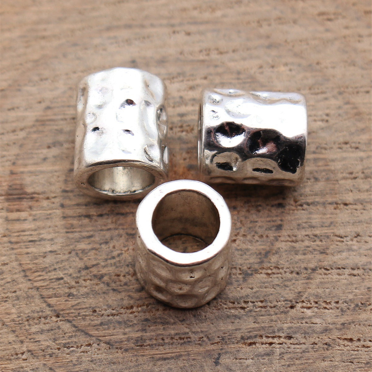 9.9x8.8x8.7mm 1.7g Multicolor Zinc Alloy Hammered Tube Large Hole Spacer Beads for Dreadlock Hair Jewelry