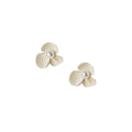 Ivory Three Petal Flower And White Pearl Center Stud Earrings view 5