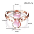 Rose Gold Pink Cat Cabochon Ring Clear Accents Alloy view 5