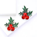 Red Crystal Holly Berry Brooch in Gold or Silver Tone view 1