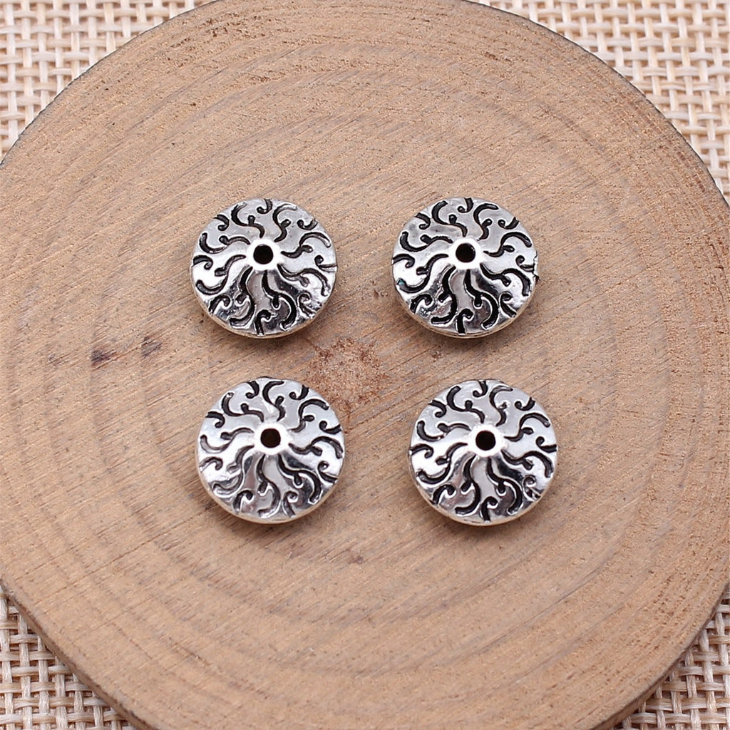11x11mm 1.9g Antique Silver Zinc Alloy Carved Pattern Small Hole Spacer Beads for DIY Jewelry
