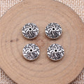 Ornate Round Disc Spacer Beads in Antique Silver Metal view 2