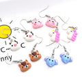 Miniature Bear Unicorn Elephant and Rabbit Hook Earrings view 1
