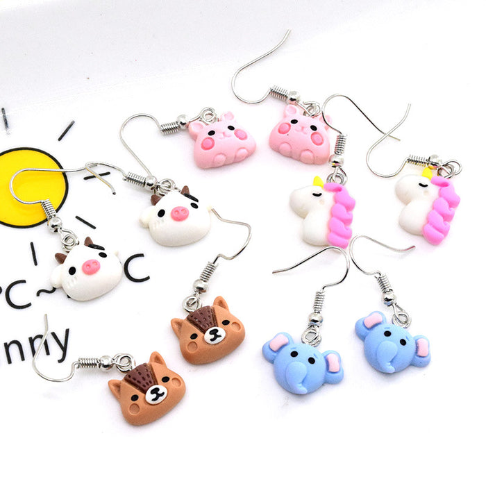 Miniature Bear Unicorn Elephant and Rabbit Hook Earrings