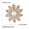 Pearl Snowflake Brooch in Metal with Radiating Crystal Branches Around a White Pearl view 7