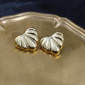 Sculpted Ridged Heart Statement Stud Earrings in Two Colors view 3