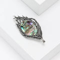 Silver Tone Abalone Shell Feather Brooch Marcasite Pin view 3