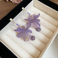 Purple Translucent Flower Drop Earrings Fashion Earrings view 6
