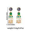 Green and White Bead Gold Tone Tassel Stud Earrings view 5