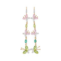 Colorful Butterfly and Leaf Chain Drop Hook Earrings view 5