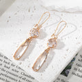 Round and Teardrop Double Glass Dangle Earrings Gold Hooks 8 Colors view 4
