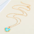 Gold Tone Butterfly Frame Evil Eye Pendant Necklaces in Six Colors view 5
