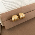 Sculpted Ridged Hoop Earrings in Gold and Silver Tone view 7