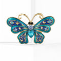Blue and Teal Enamel Butterfly Brooch with Crystal Body view 4