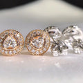Round Crystal Halo Stud Earrings in Three Metal Tones view 4