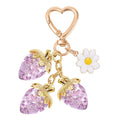 Resin Strawberry Charm Keychain with Enamel Daisy Accent view 9