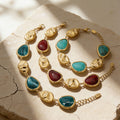 Resin Link Bracelet in Red Green and Blue Gold Tone Styles view 3