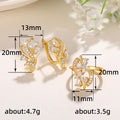 Gold Tone Floral Leaf CZ Ring and Matching Ear Clip Set view 5