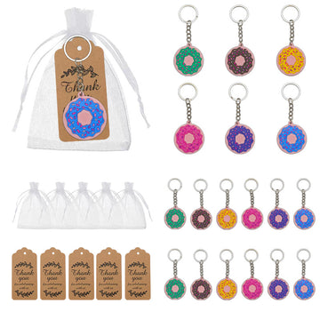 Color Soft Donut Keychain Pink Base Six Frosting Styles