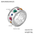 Wide Band Heart Oil Drip Enamel Ring Gold Steel Sizes view 6