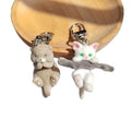 Flocked Cat On Branch Otter Keychains Silver Clips 2 Styles view 5