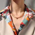 Double Layer Lucky Disc Necklace Bracelet Gold Steel view 3