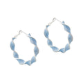 Pearlescent Color Twisted Silver Tone Hoop Earrings view 5
