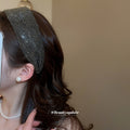 Wide Full Crystal Headband In Silver Gray Black Or Bright Silver view 3