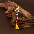 Evil Eye Beaded Keychain With Tassel And Gold Swivel Clasp Bag Charm view 6