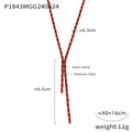 Gold Y-Lariat Necklace Rectangular Color Stones Purple Black view 9