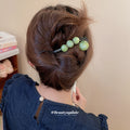Acrylic Bead Twist Hair Clips White Green Pale Yellow view 1