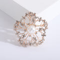 Pearl Crystal Filigree Flower Brooch With Polished Metal And Sculpted Decorative Details view 6