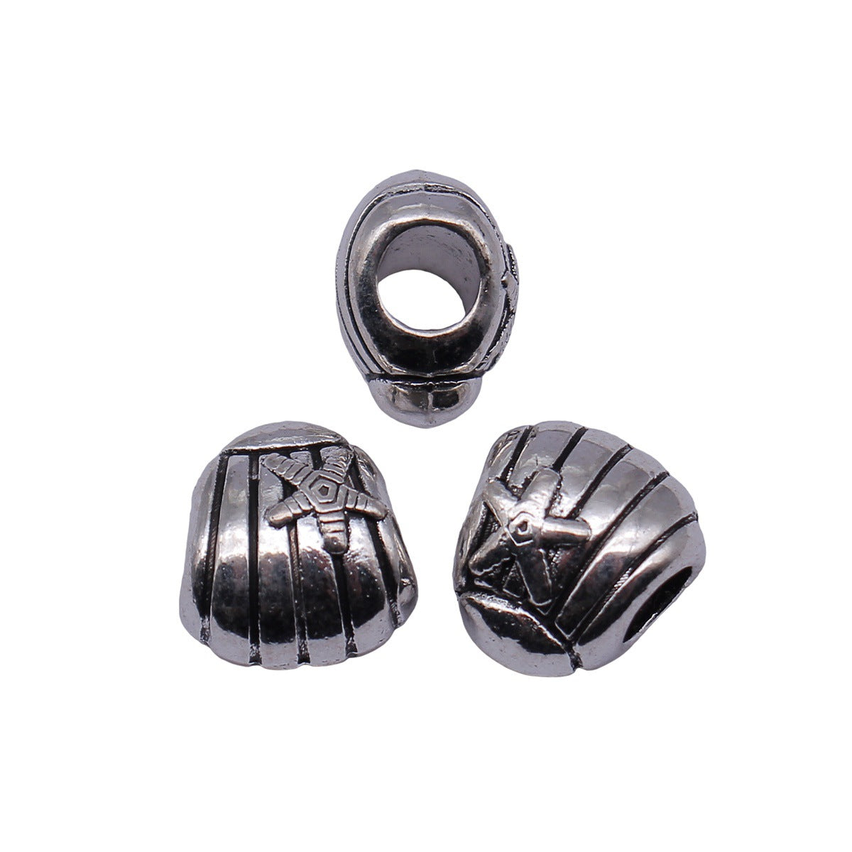 13x12x9.3mm 3.4g Antique Silver Zinc Alloy Starfish Shell Large Hole Beads for Bracelet Jewelry Making