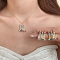 Castle Pendant Necklace And Stud Earrings Colorful Stones view 1