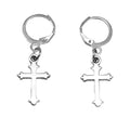 Silver-Tone Cross Dangle Earrings with Hinged Clasps view 5