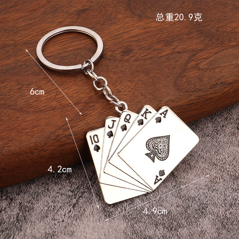 Metal Playing Card Keychain Creative Gift Key Ring Accessory