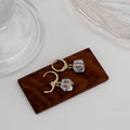 Champagne and Clear Cube Gold Tone Small Huggie Earrings view 2