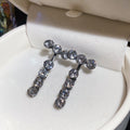 Convertible Crystal Bar Drop Earrings in Silver Tone view 6
