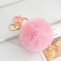 Fluffy Faux Fur Pom Pom Keychain with Glitter Flower Charm view 11