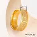 Star Moon Band Rings Gold Steel Two-Tone Celestial Pattern view 4