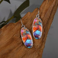 Antique Silver Multicolor Oval Abstract Drop Hook Earrings view 3