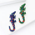 Enamel Crocodile Brooch Color Cabochon Spots Animal Pin view 3