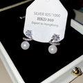 Silver Crystal Star and Pearl Drop Stud Earrings Fashion Jewelry view 6
