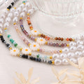 Gradient Bead Pearl Daisy Necklaces Green Black Purple Orange Pink view 2