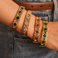 Gold Hinge Bangle Square Glass Zircon Star Frame Four Colors view 1
