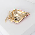 Red Enamel Strawberry Brooch Rhinestone Leaf Crown view 4