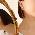 Vintage Twisted Shell Fan Stud Earrings Gold Steel view 6