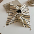 Black Or Ivory Striped Square Scarf Hair Claw And Ponytail Tie Options view 9