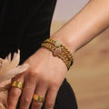 Hinge Bangle Curb Chain Oval Zircon Disc Gold Silver Steel view 1